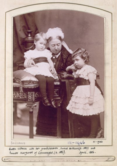 Queen Victoria with her Grandchildren, Prince Arthur and Princess Margaret of Connaught, April 1886 by Alexander Bassano